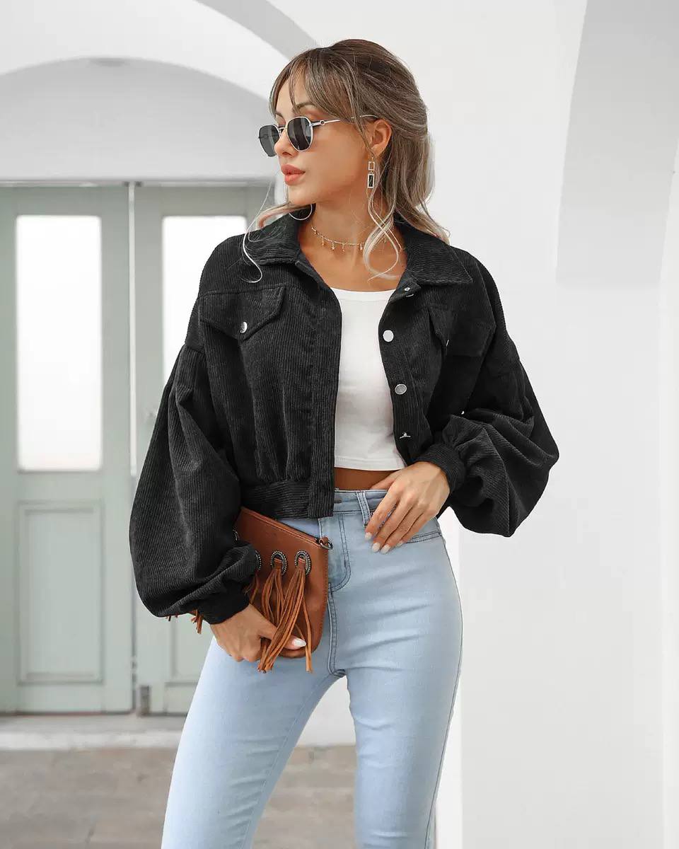 Women's Cropped Corduroy Trucker Jacket