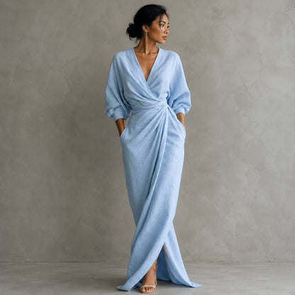 Women's Ruched Wrap Maxi Dress