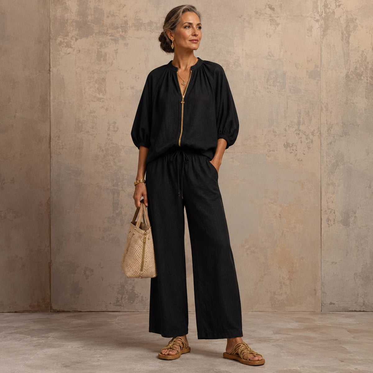 Women's Zip Front Long Sleeve Set