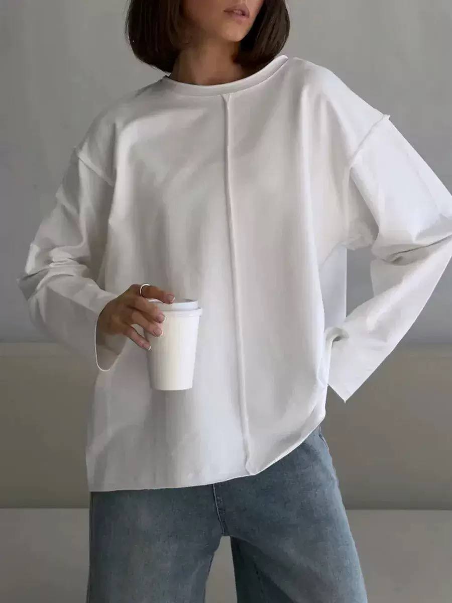 Women's Oversized Raw Edge Sweatshirt