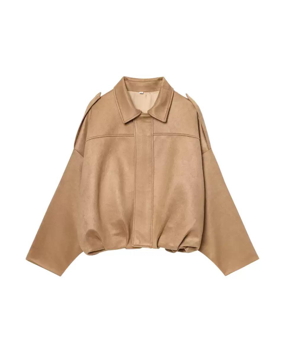 Women's Oversized Faux Suede Bomber Jacket