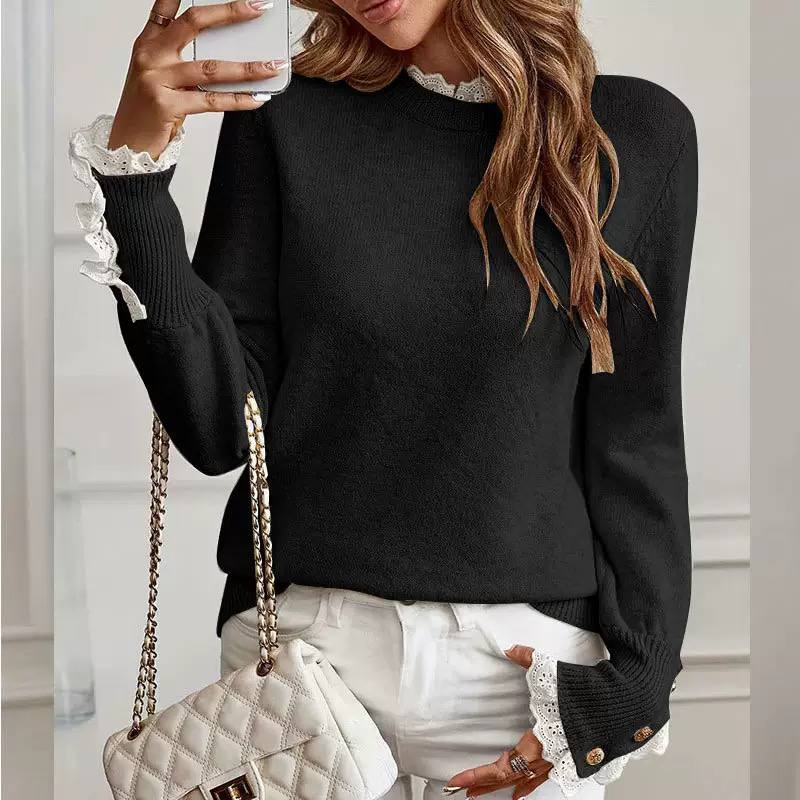 Women's Lace Trim Knit Sweater