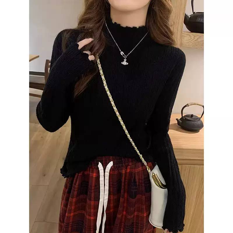 Women's Ruffle Trim Knit Sweater