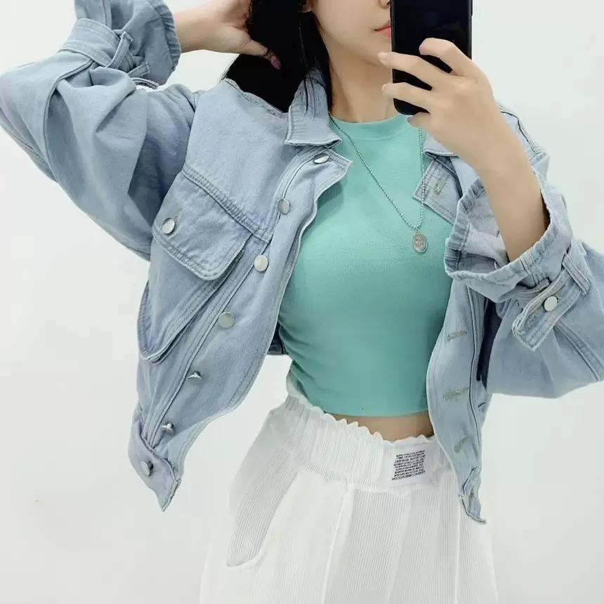 Women's Cropped Cotton Denim Jacket