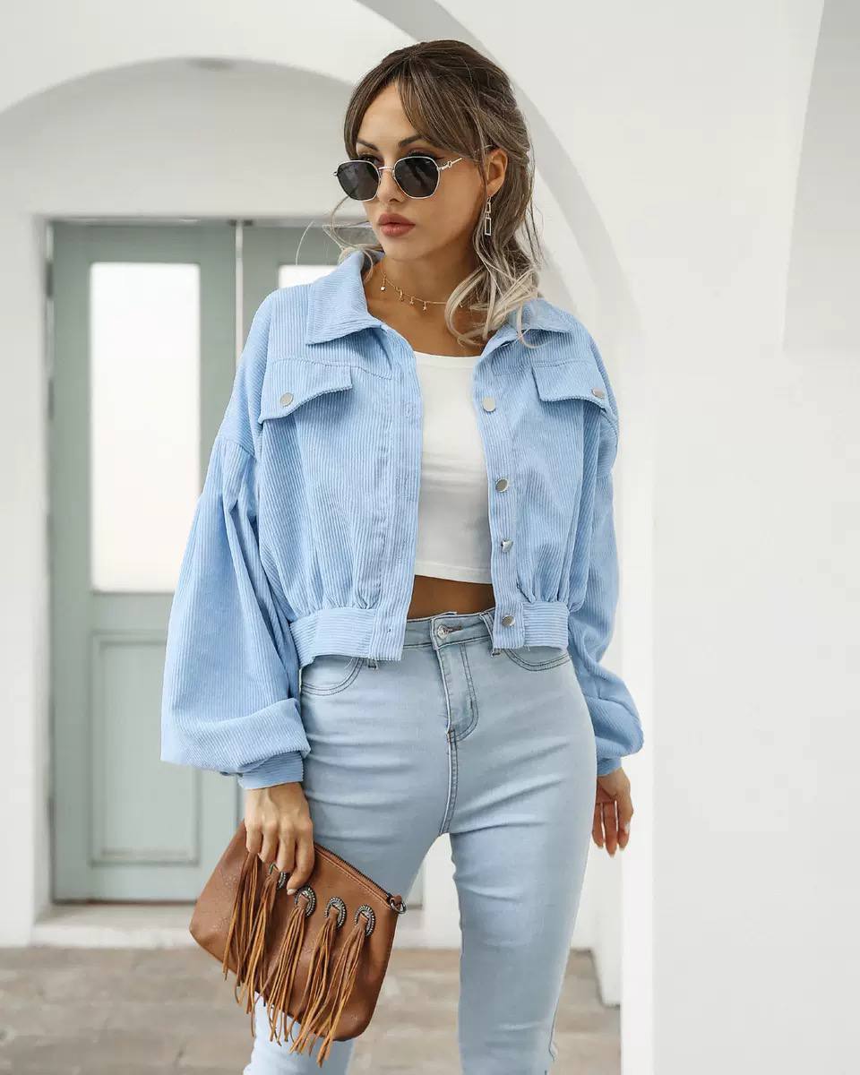 Women's Cropped Corduroy Trucker Jacket