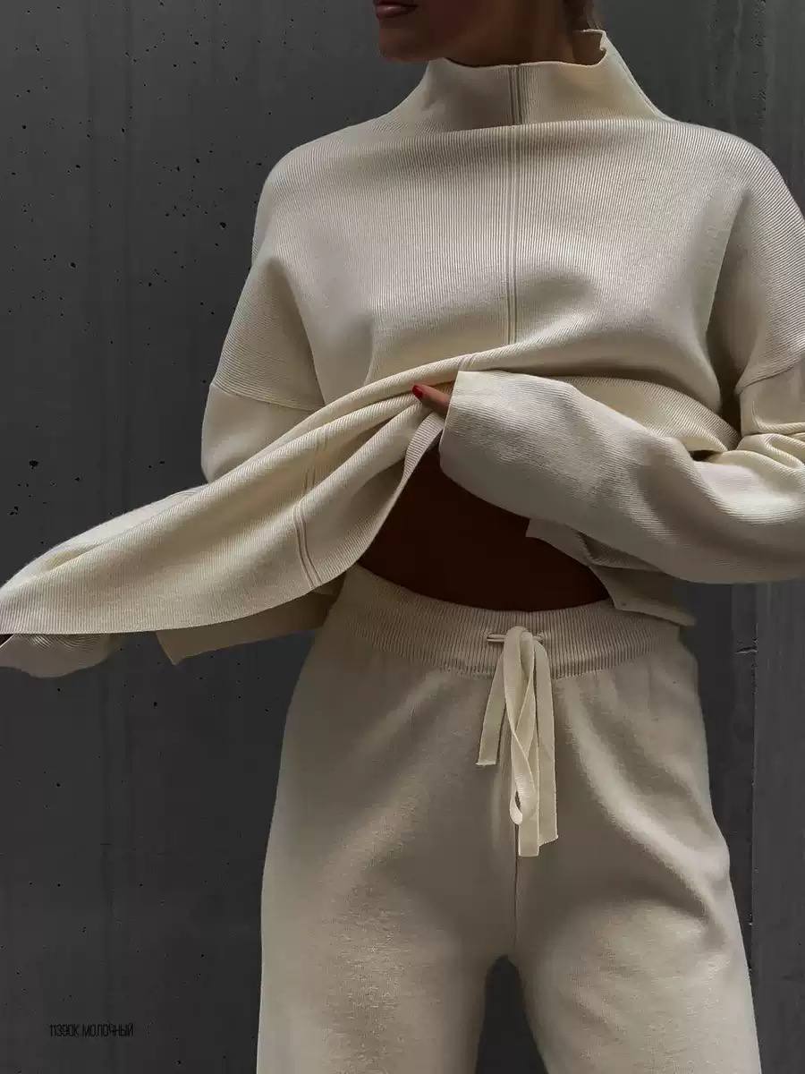 Women's Mock Neck Knit Lounge Set