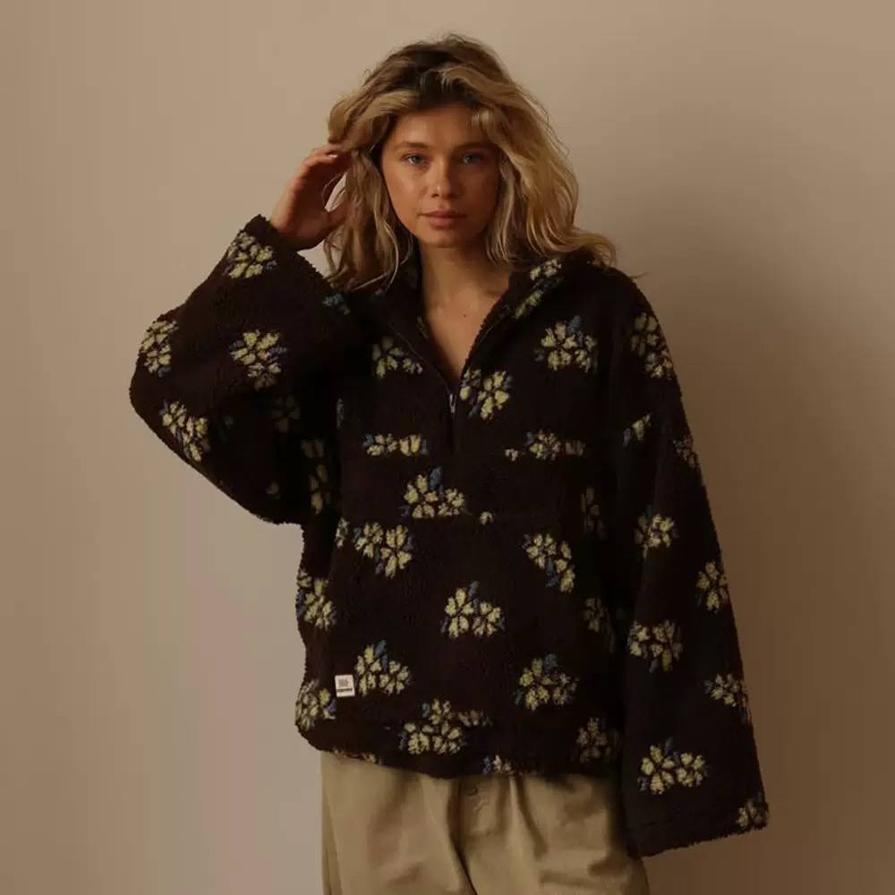 Women's Floral Sherpa Quarter Zip Pullover